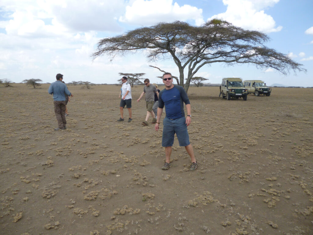 Roy Davies and crew investigate wildlife in Serengeti